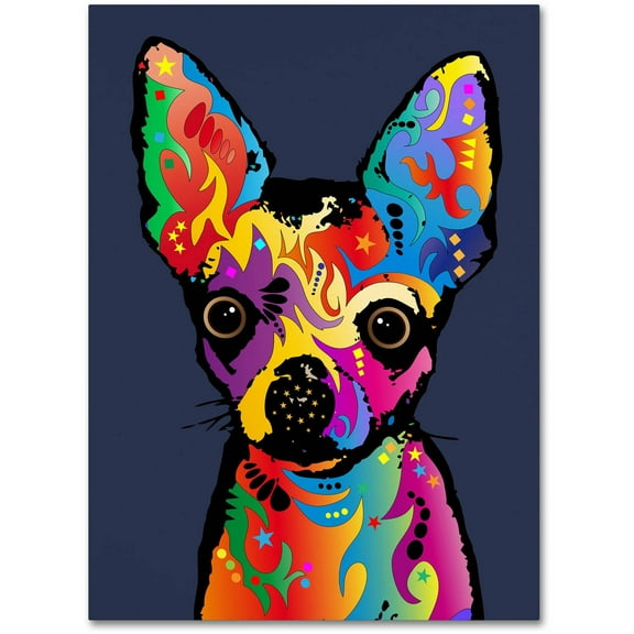 Trademark Fine Art "Chihuahua Dog Blue" Canvas Art by Michael Tompsett