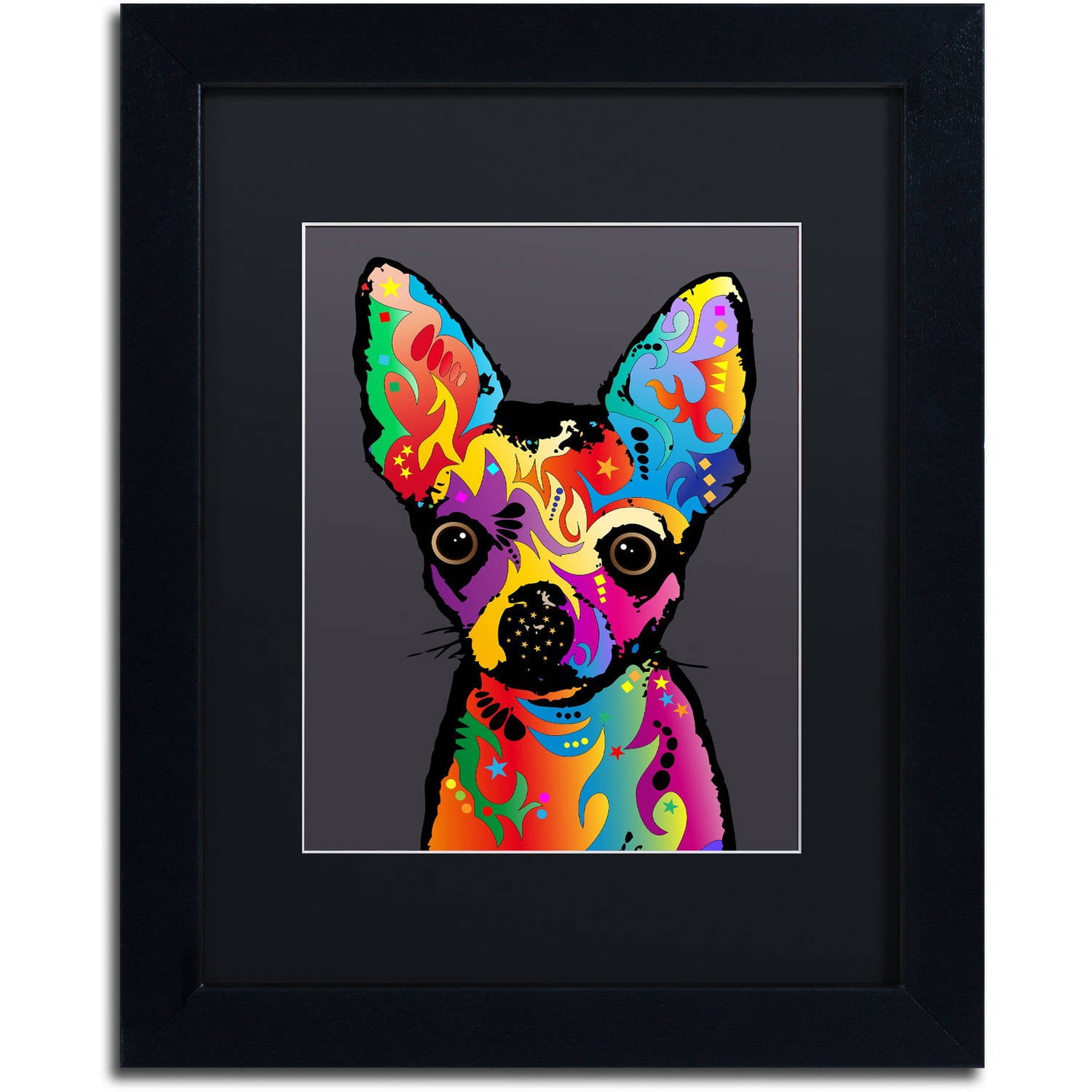 Trademark Fine Art "Chihuahua Dog Grey" Canvas Art by Michael Tompsett, Black Matte, Black Frame