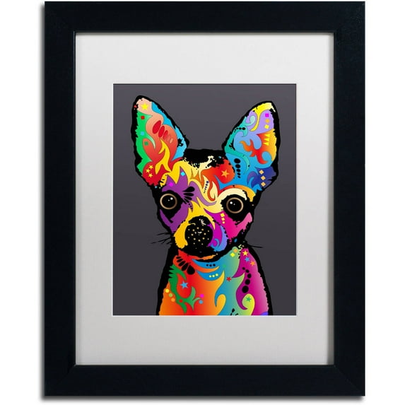 Trademark Fine Art "Chihuahua Dog Grey" Canvas Art by Michael Tompsett, White Matte, Black Frame