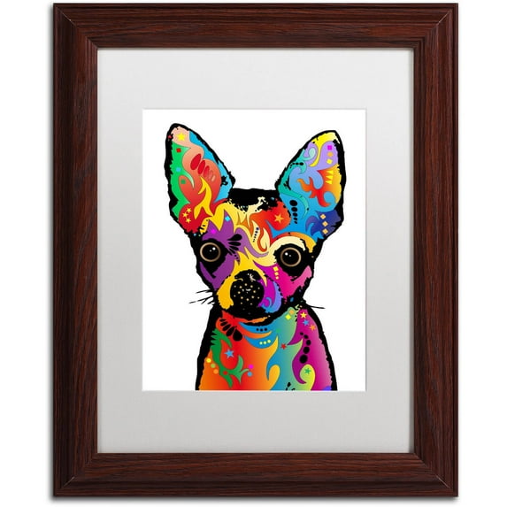 Trademark Fine Art "Chihuahua Dog White" Canvas Art by Michael Tompsett, White Matte, Wood Frame