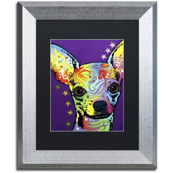 Trademark Fine Art "Chihuahua II" Canvas Art by Dean Russo, Black Matte, Silver Frame