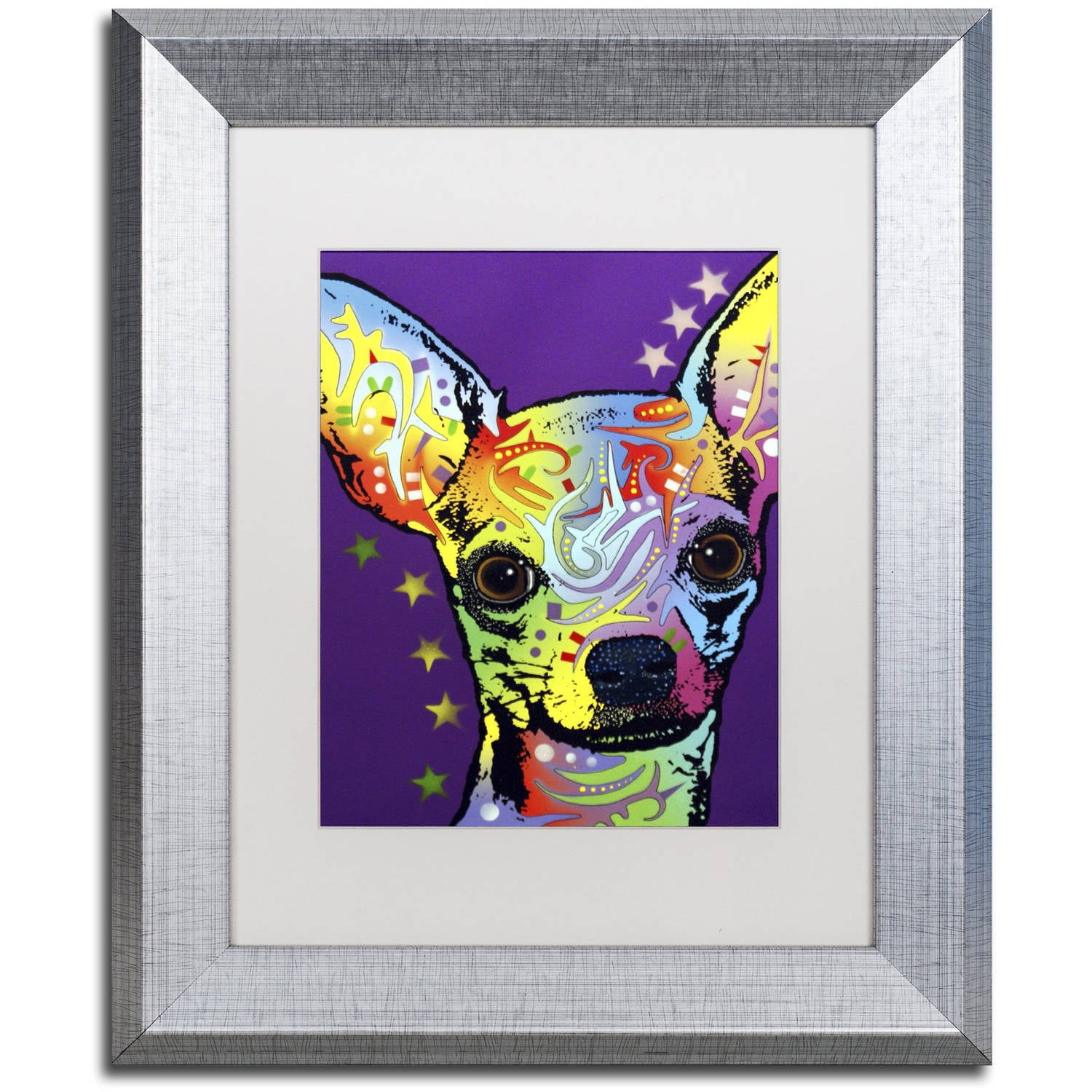 Trademark Fine Art "Chihuahua II" Canvas Art by Dean Russo, White Matte, Silver Frame