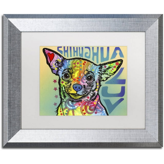 Trademark Fine Art 'Chihuahua Luv' Canvas Art by Dean Russo, White Matte, Silver Frame