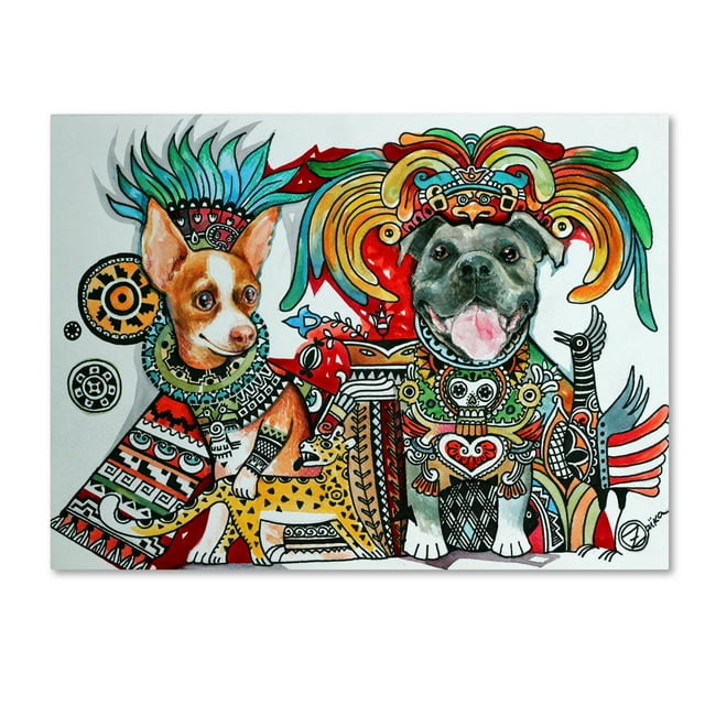 Trademark Fine Art 'Chihuahua and Pitbull in Mexico' Canvas Art by Oxana Ziaka