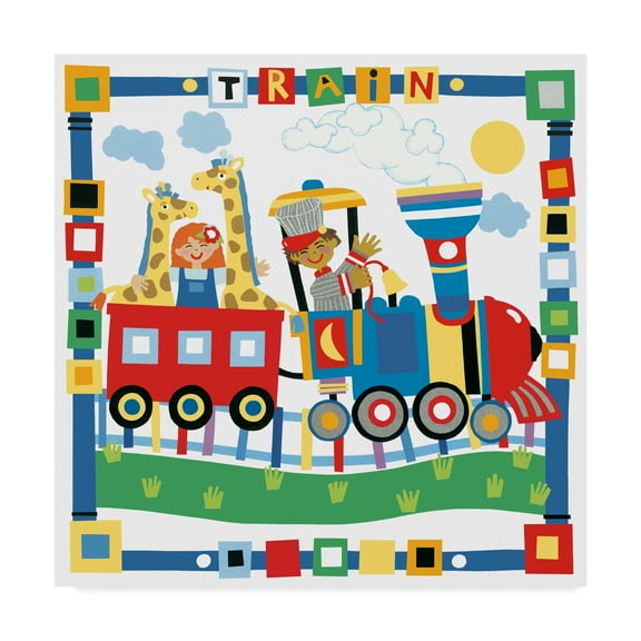 Trademark Fine Art 'Children On Train' Canvas Art by Cheryl Piperberg