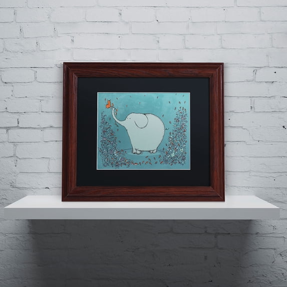 Trademark Fine Art Children's Art Matted Framed Art ' Garden Elephant ' by Carla Martell