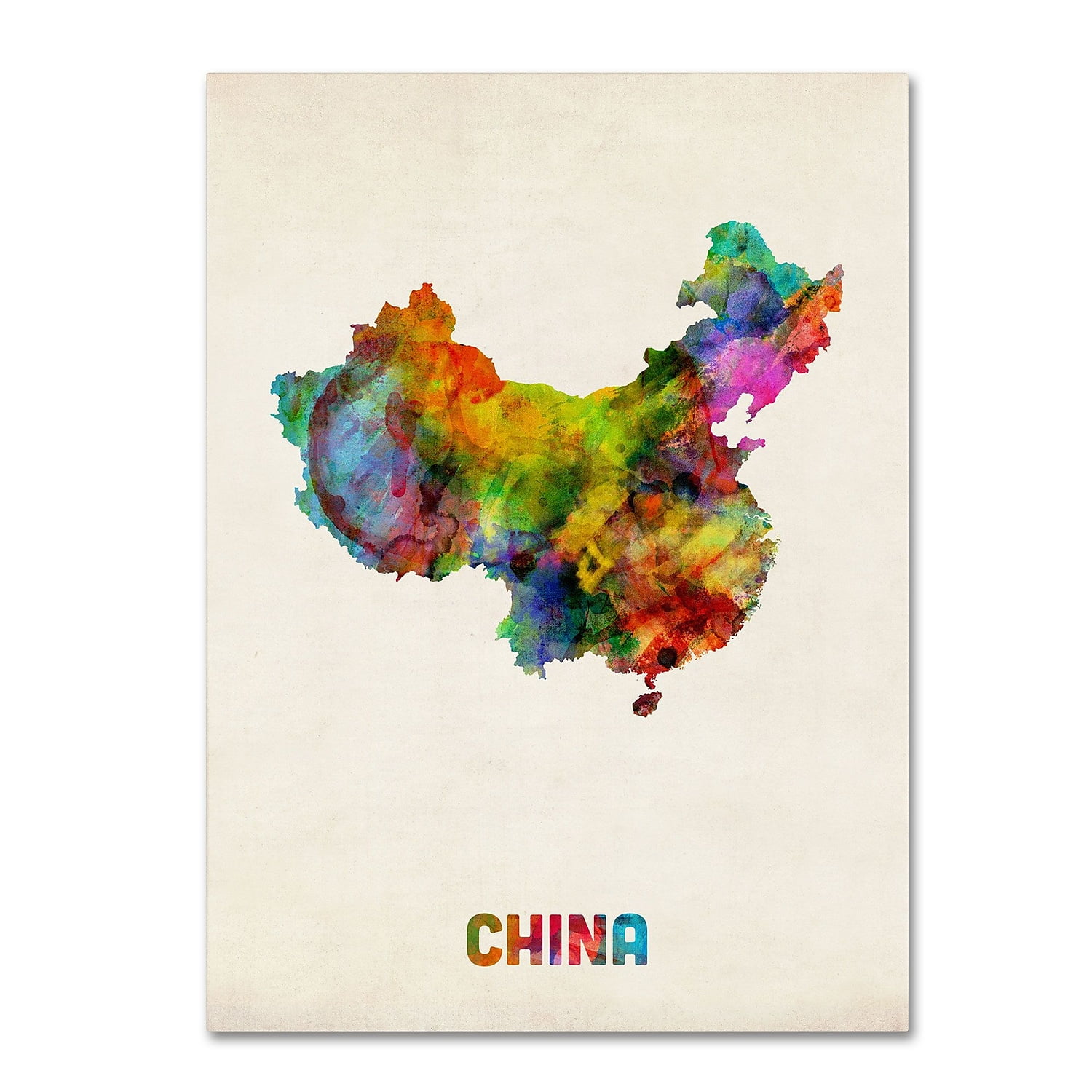 Trademark Fine Art "China Watercolor Map" Canvas Art by Michael Tompsett