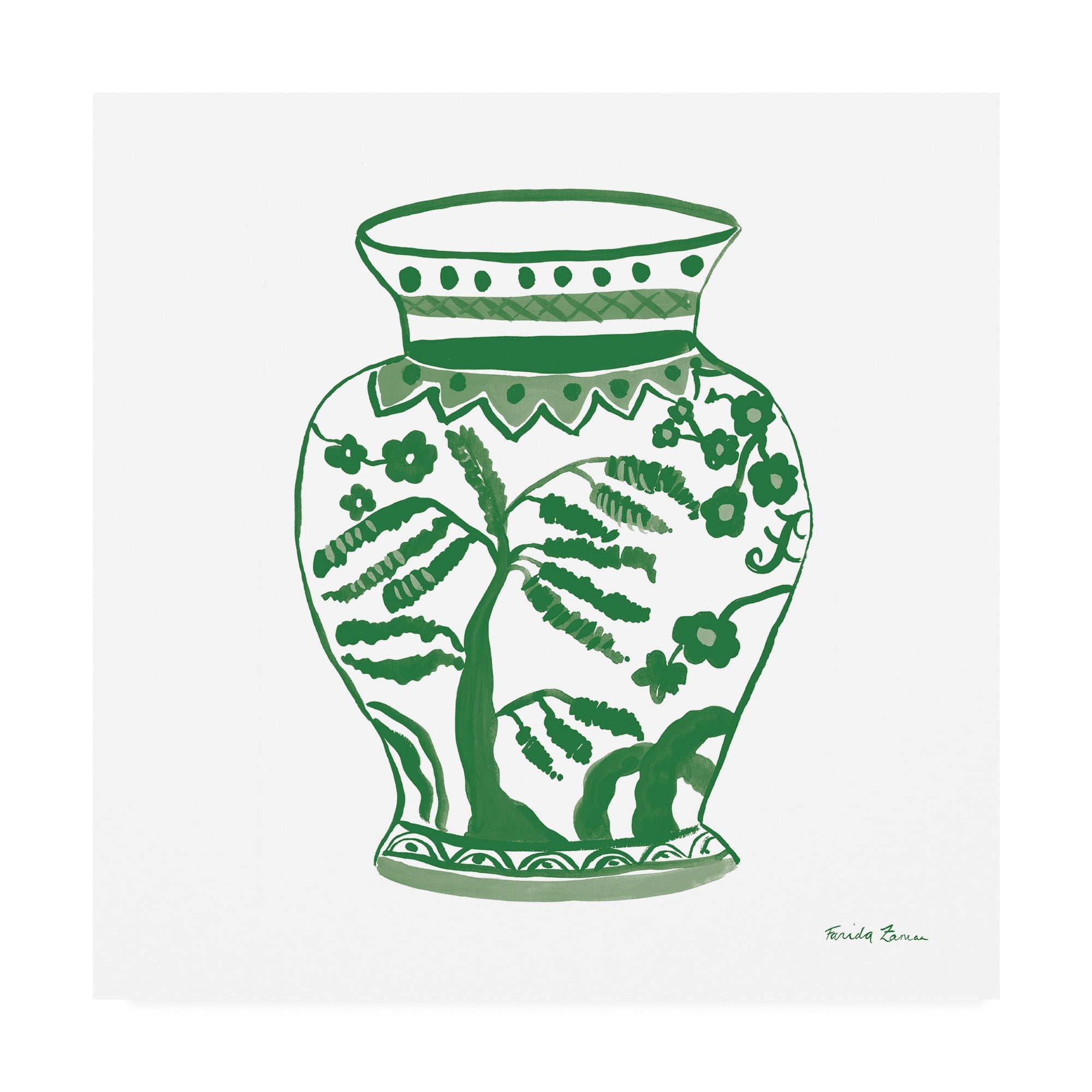 Trademark Fine Art 'Chinoiserie IV Green' Canvas Art by Farida Zaman
