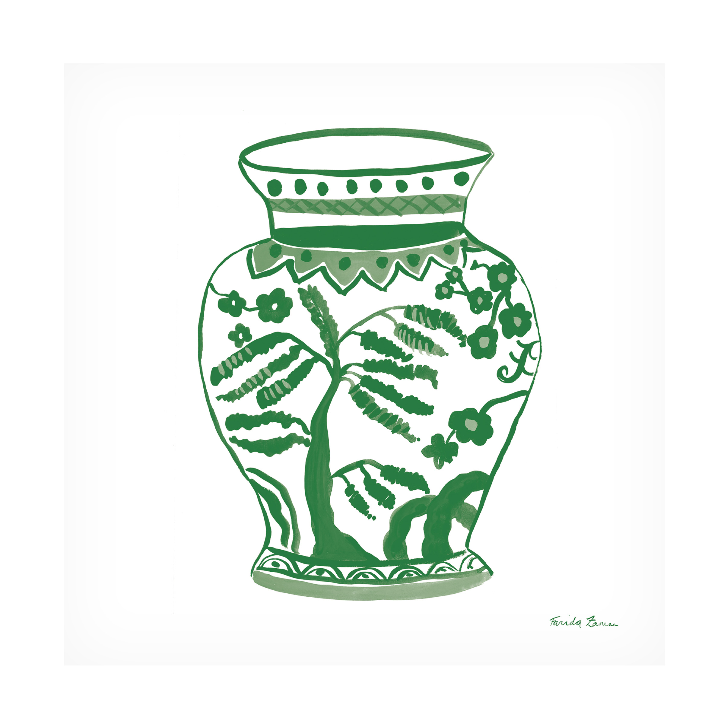 Trademark Fine Art 'Chinoiserie IV Green' Canvas Art by Farida Zaman