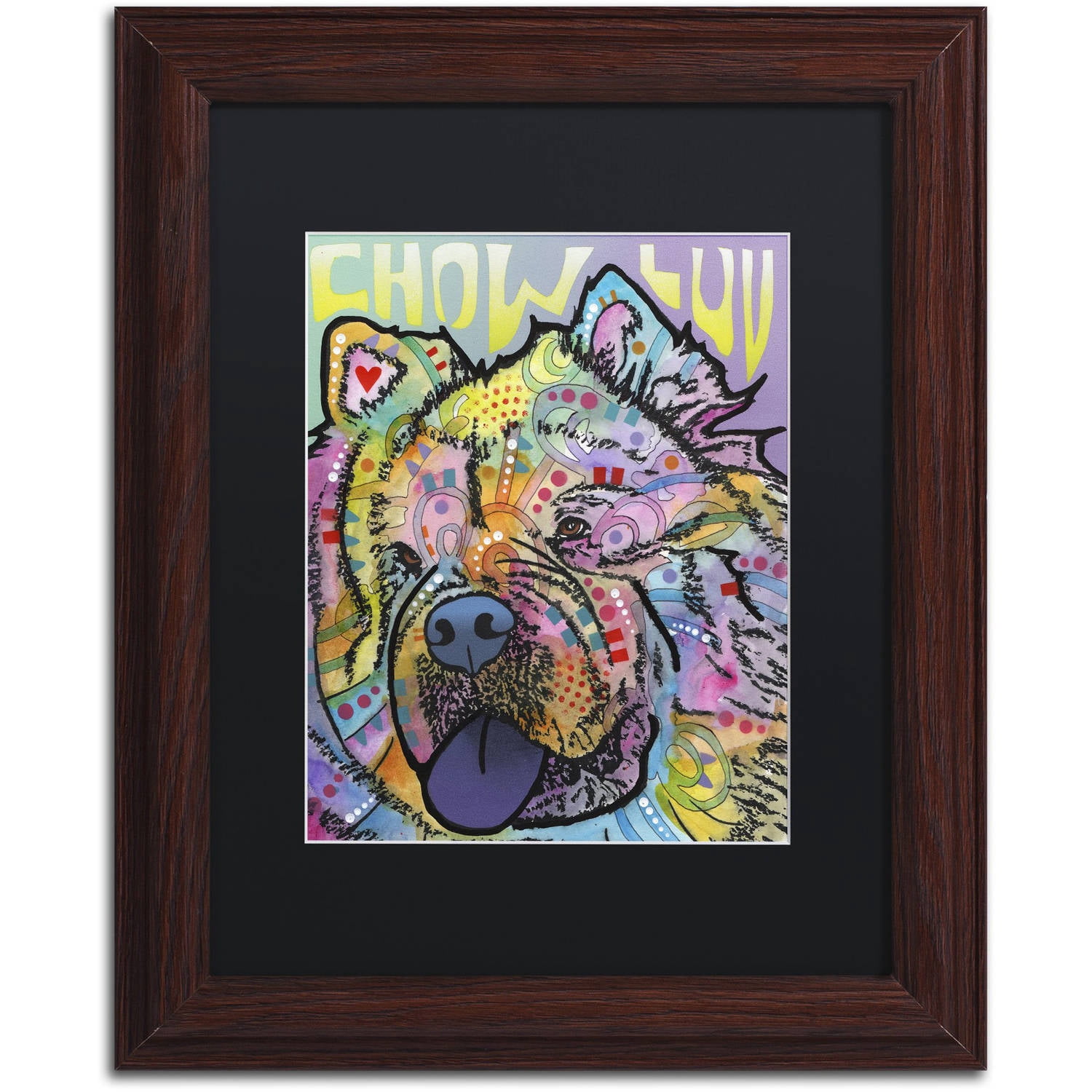 Trademark Fine Art 'Chow Love' Canvas Art by Dean Russo, Black Matte, Wood Frame