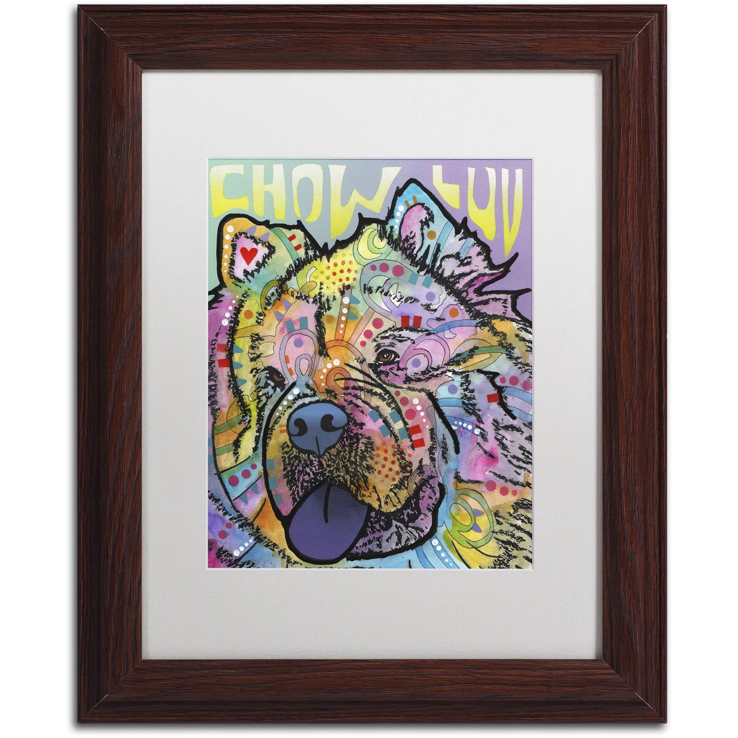 Trademark Fine Art 'Chow Love' Canvas Art by Dean Russo, White Matte, Wood Frame