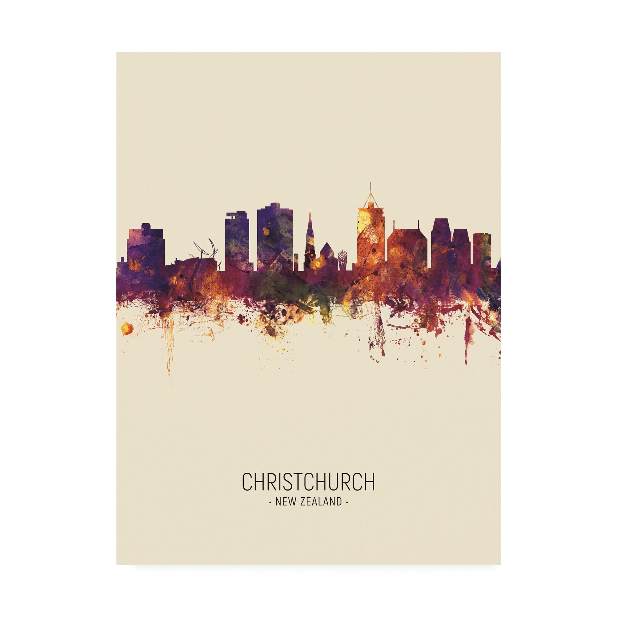 Trademark Fine Art 'Christchurch New Zealand Skyline Portrait III' Canvas Art by Michael Tompsett