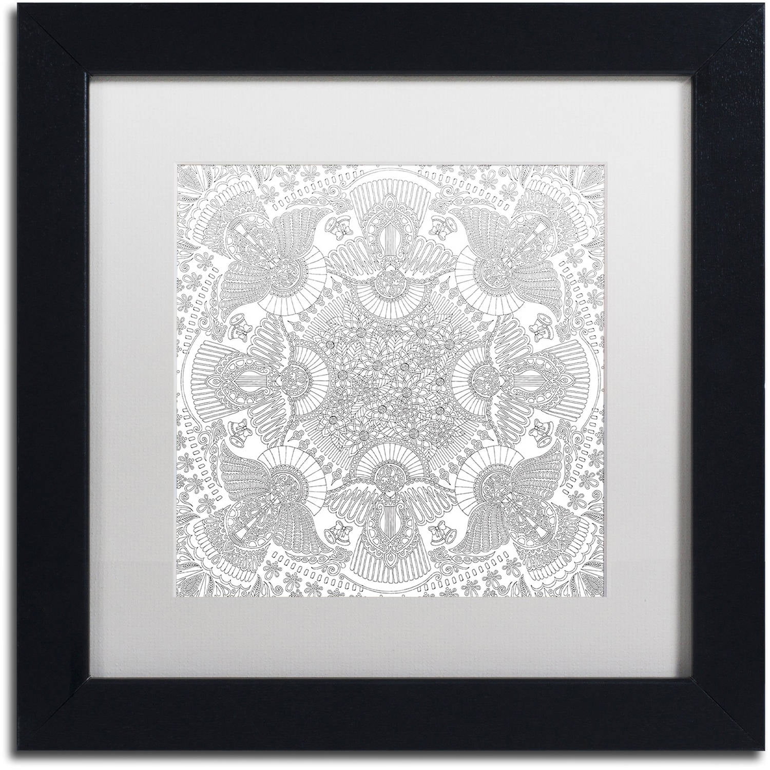 Trademark Fine Art "Christmas Angels" Canvas Art by Hello Angel, White Matte, Black Frame
