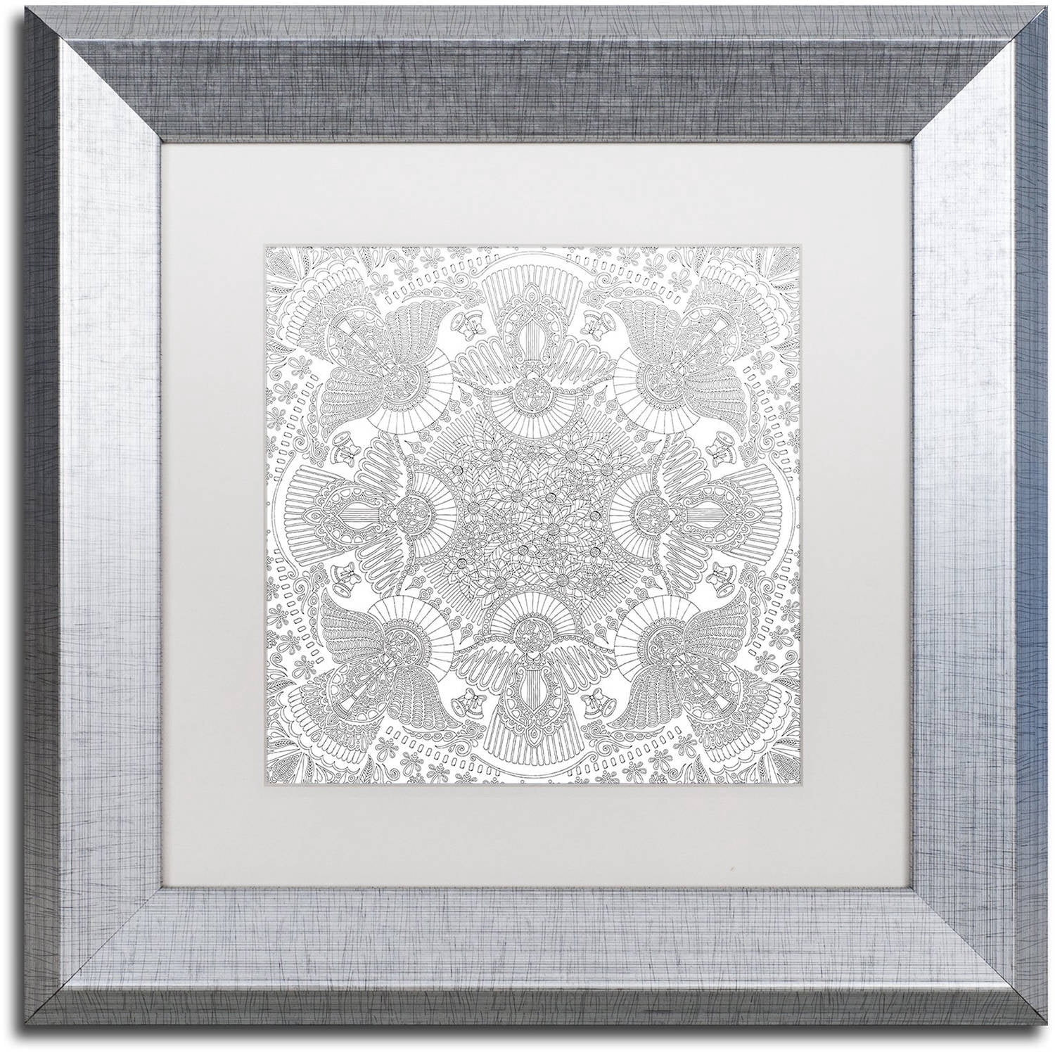 Trademark Fine Art "Christmas Angels" Canvas Art by Hello Angel, White Matte, Silver Frame