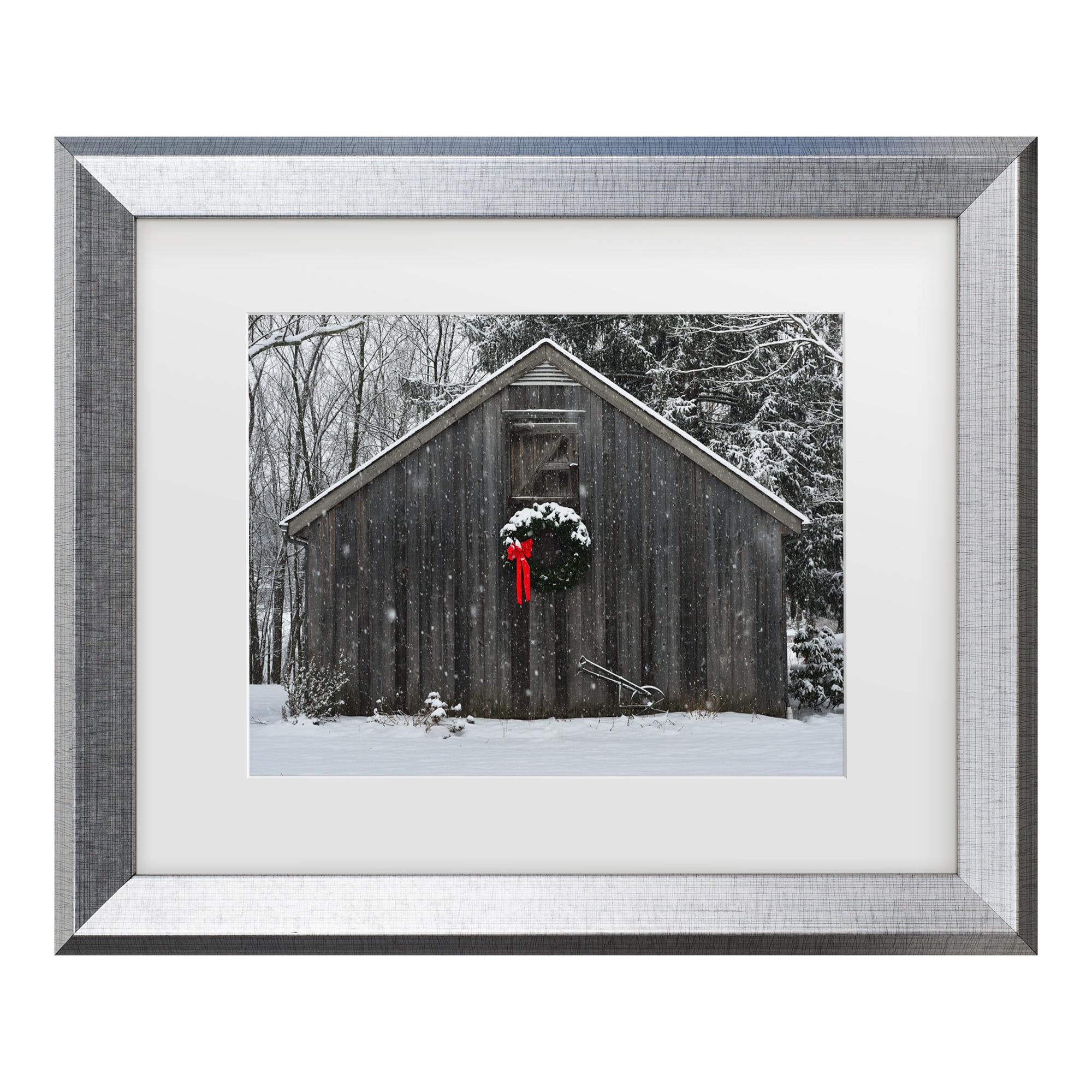 Trademark Fine Art 'Christmas Barn In The Snow' Matted Framed Art by Kurt Shaffer