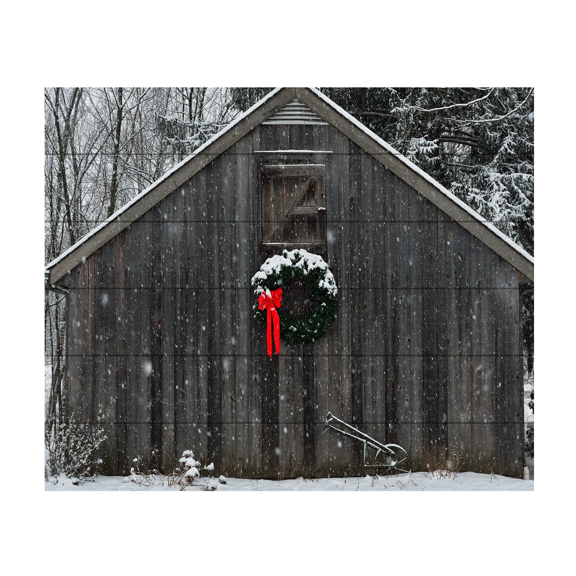 Trademark Fine Art 'Christmas Barn in the Snow' Wooden Wall Art Art by Kurt Shaffer