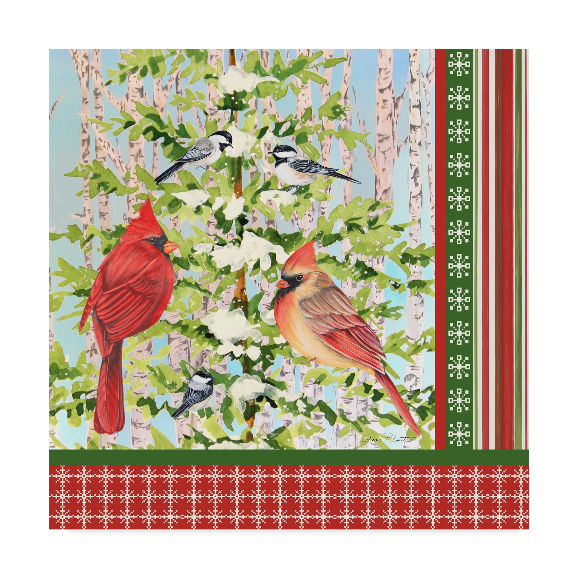 Trademark Fine Art 'Christmas Birds 2' Canvas Art by Jean Plout