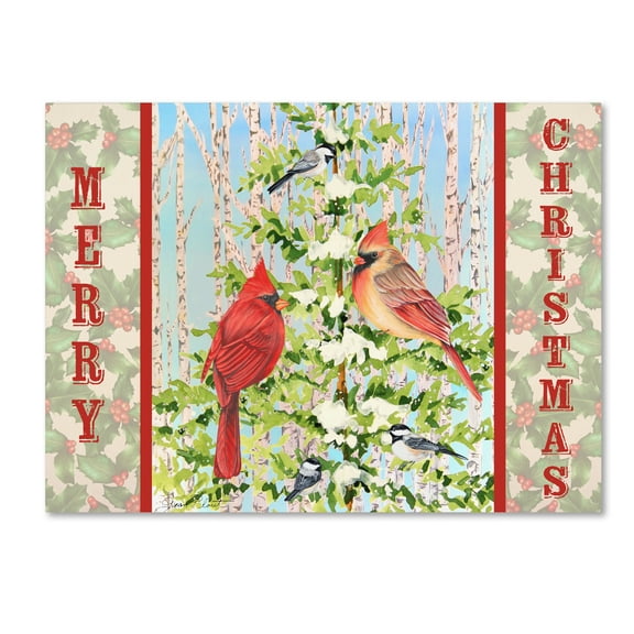Trademark Fine Art 'Christmas Birds' Canvas Art by Jean Plout