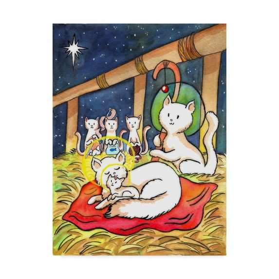 Trademark Fine Art 'Christmas Cats Night' Canvas Art by Abraal