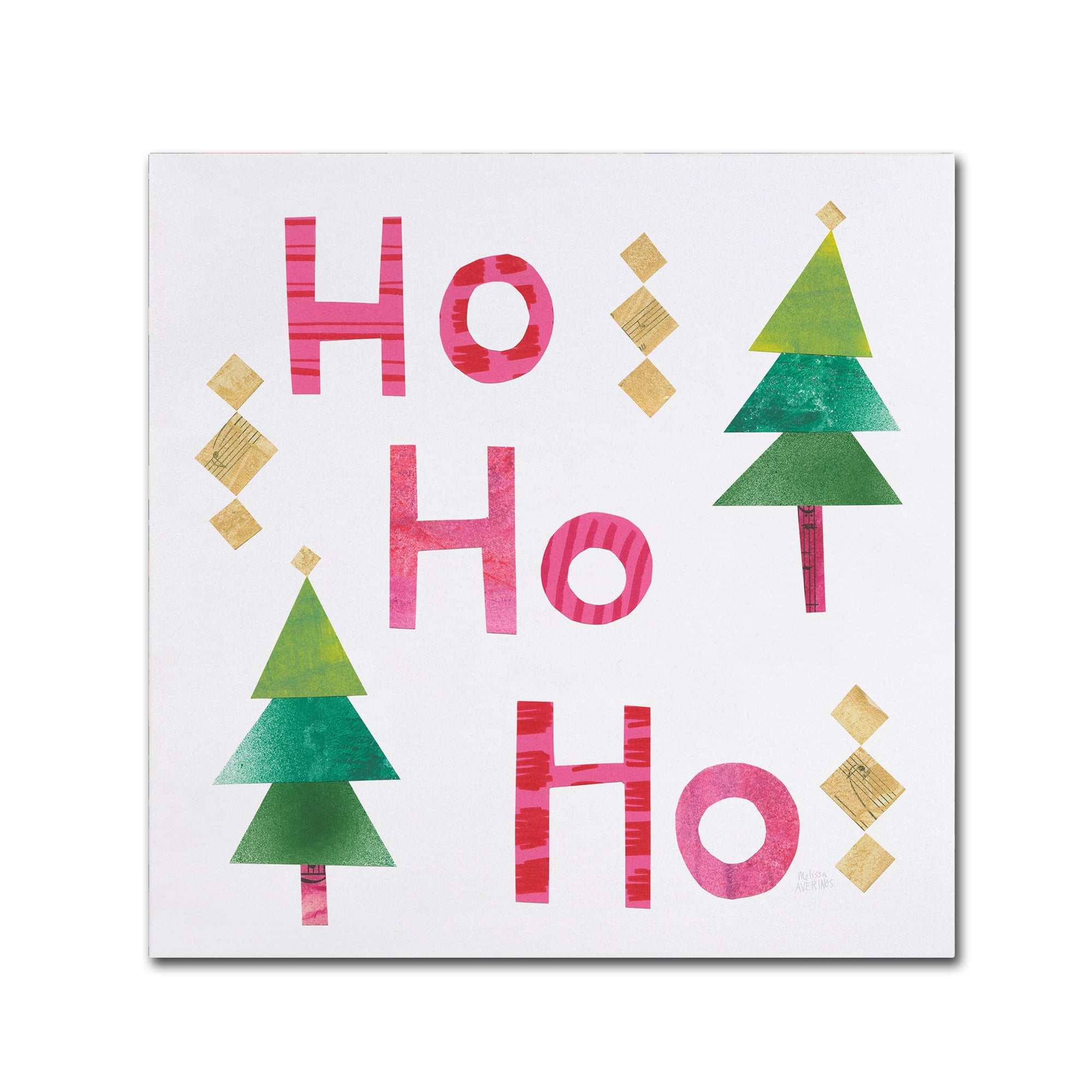 18" Square Christmas Collage Canvas Art with Wood Frame
