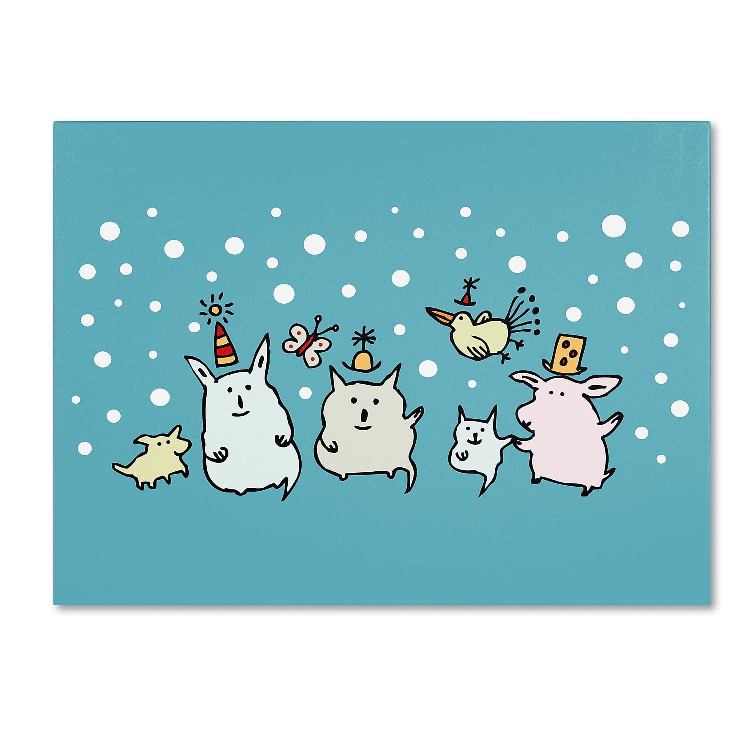 Trademark Fine Art "Christmas Creatures in Blue" Canvas Art by Carla Martell
