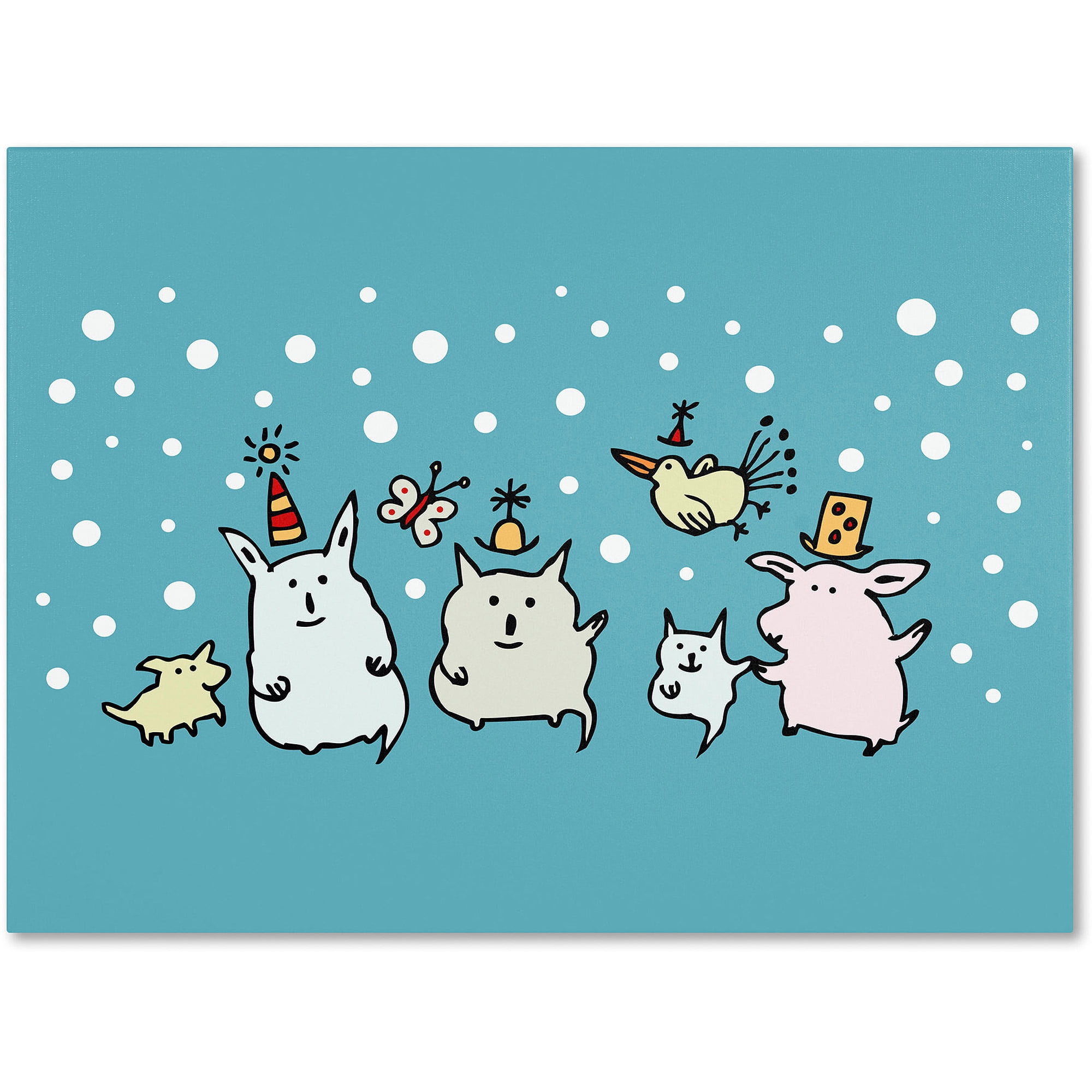 Trademark Fine Art "Christmas Creatures in Blue" Canvas Art by Carla Martell