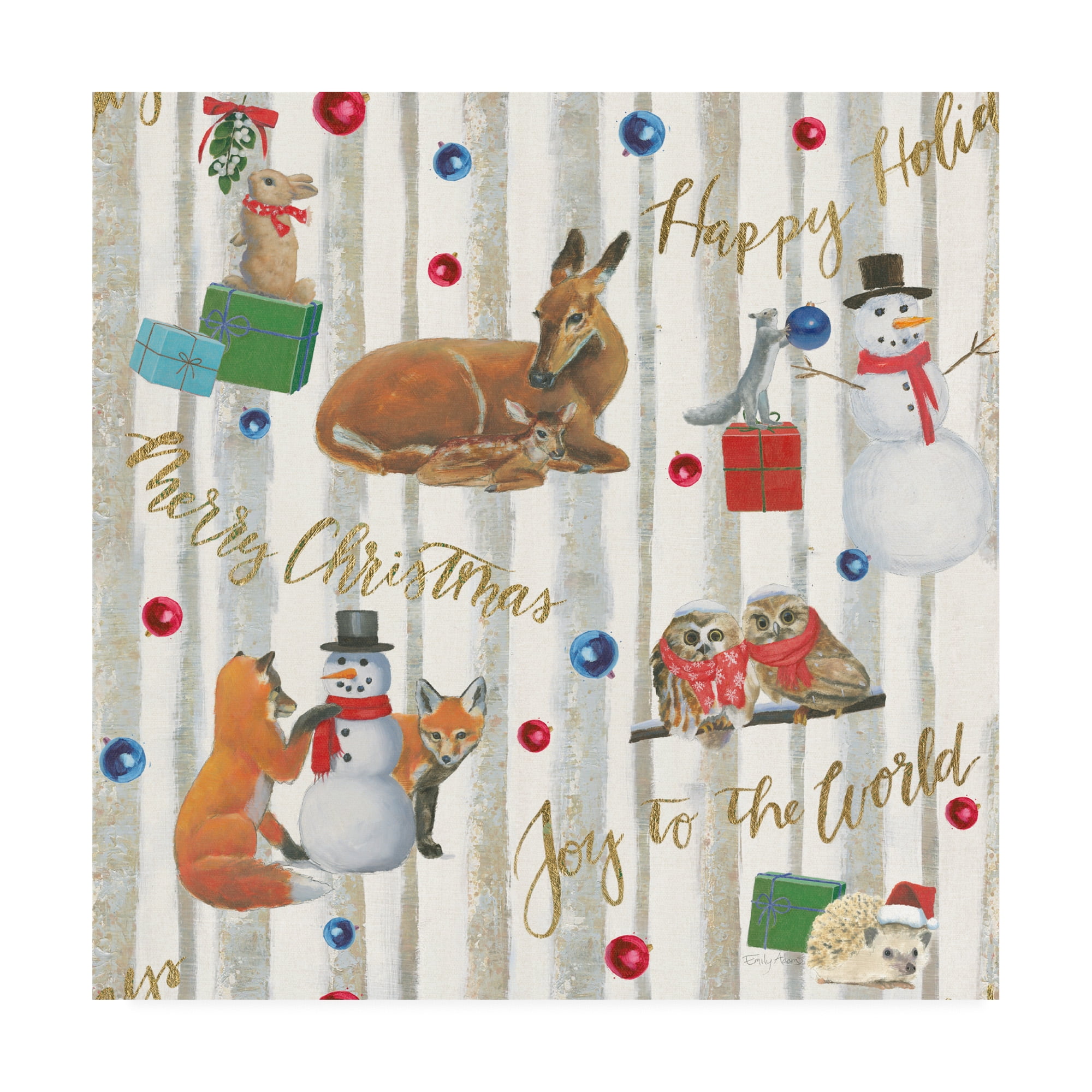 Trademark Fine Art 'Christmas Critters Bright Pattern IVB' Canvas Art by Emily Adams