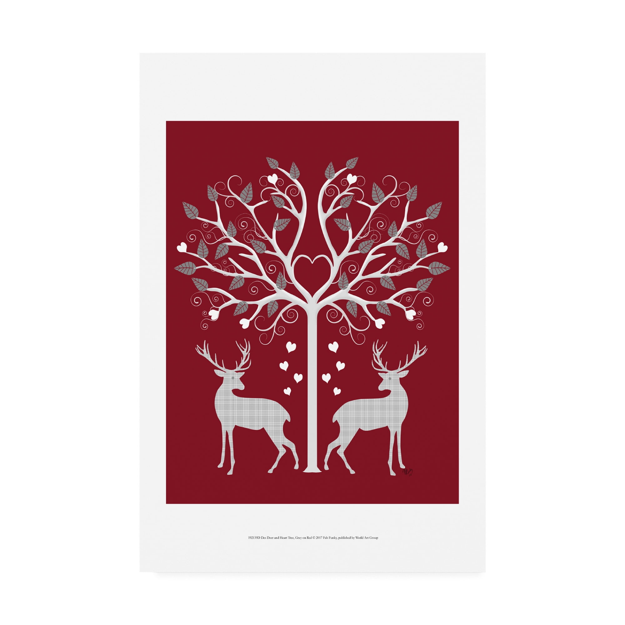 Trademark Fine Art 'Christmas Des Grey on Red' Canvas Art by Fab Funky