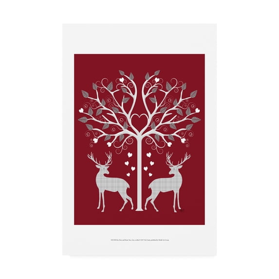 Trademark Fine Art 'Christmas Des Grey on Red' Canvas Art by Fab Funky