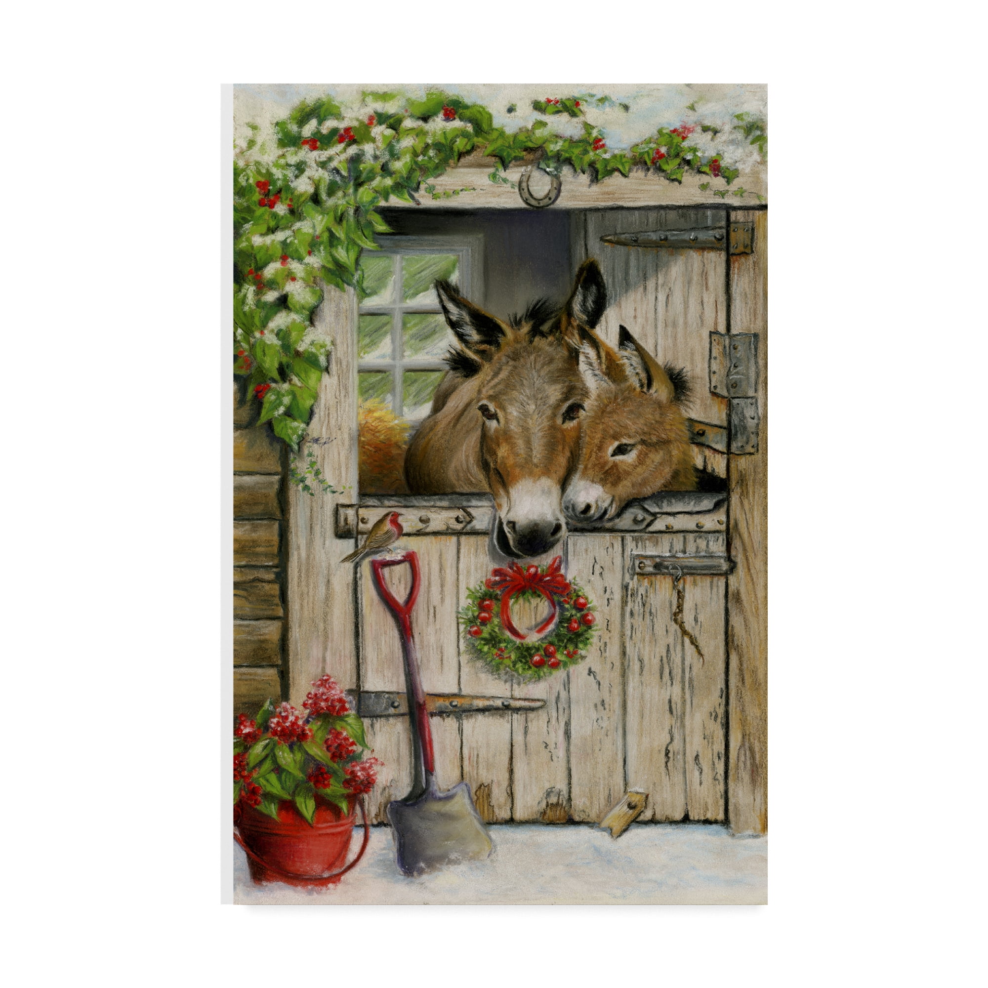 Trademark Fine Art 'Christmas Donkies' Canvas Art by Janet Pidoux