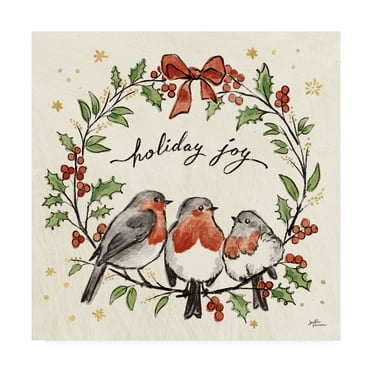 Trademark Fine Art 'Christmas Lovebirds IV' Canvas Art by Janelle Penner