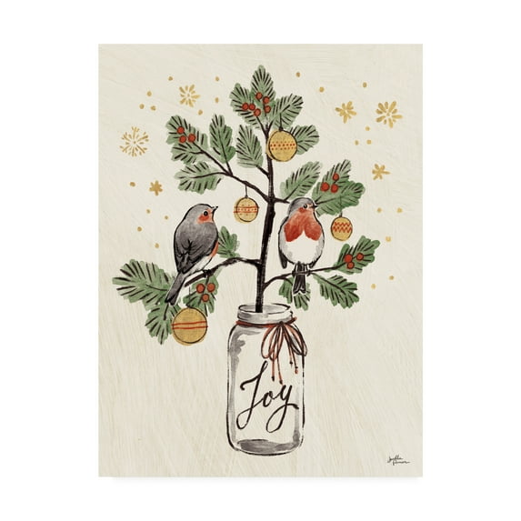 Trademark Fine Art 'Christmas Lovebirds VII' Canvas Art by Janelle Penner