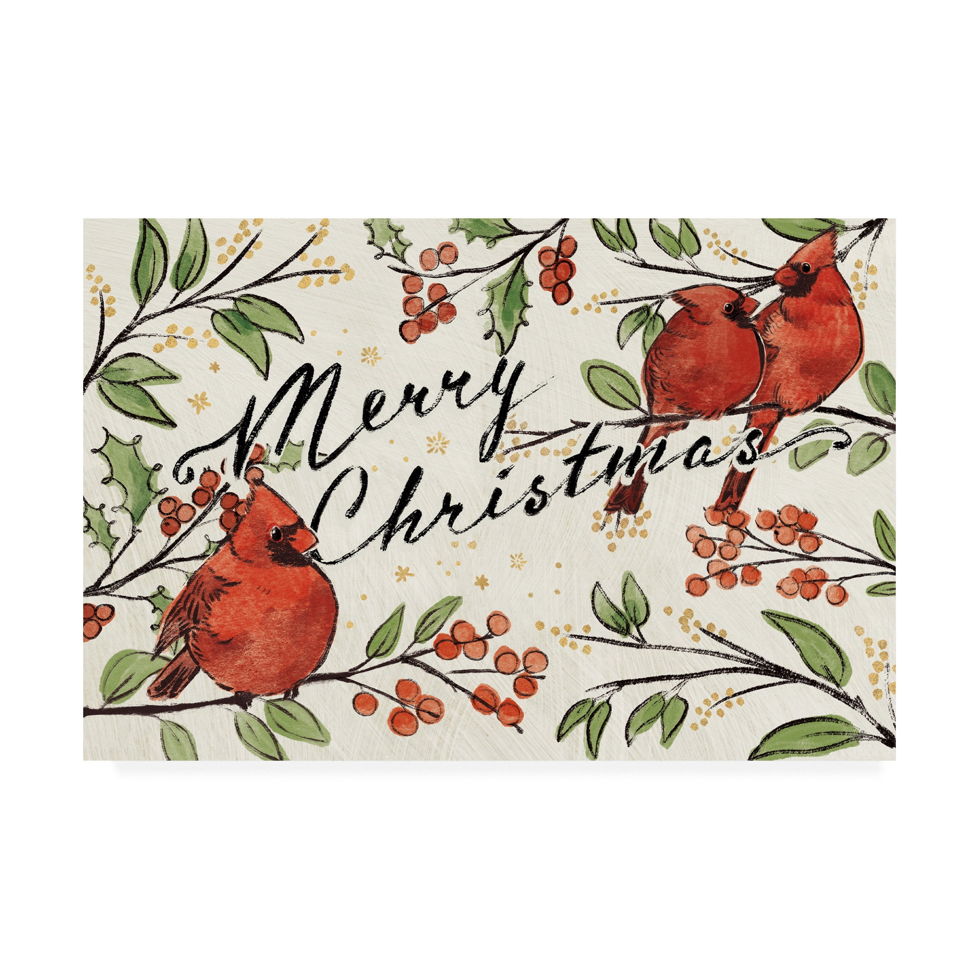 Trademark Fine Art 'Christmas Lovebirds VIII' Canvas Art by Janelle Penner