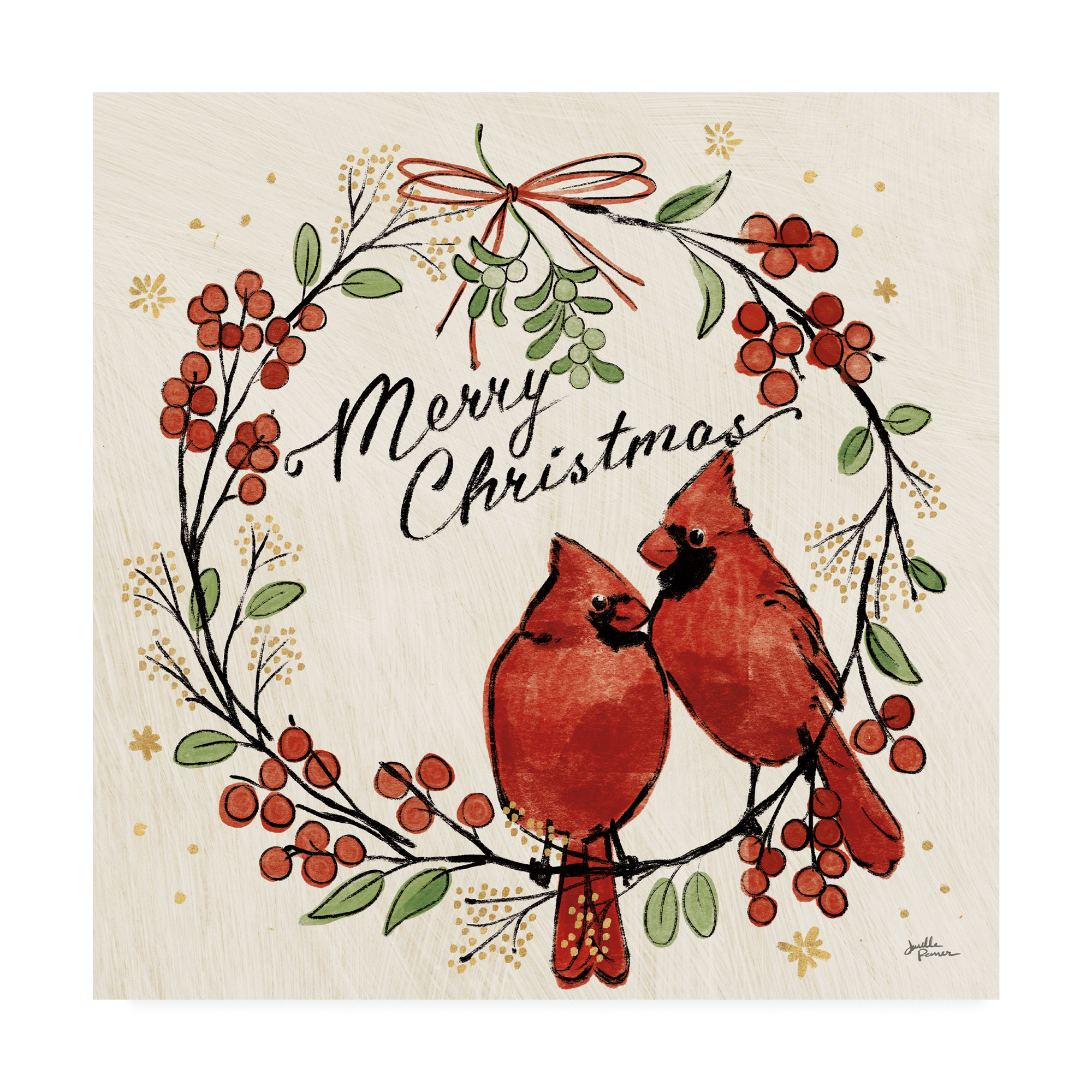 Trademark Fine Art 'Christmas Lovebirds XII' Canvas Art by Janelle Penner