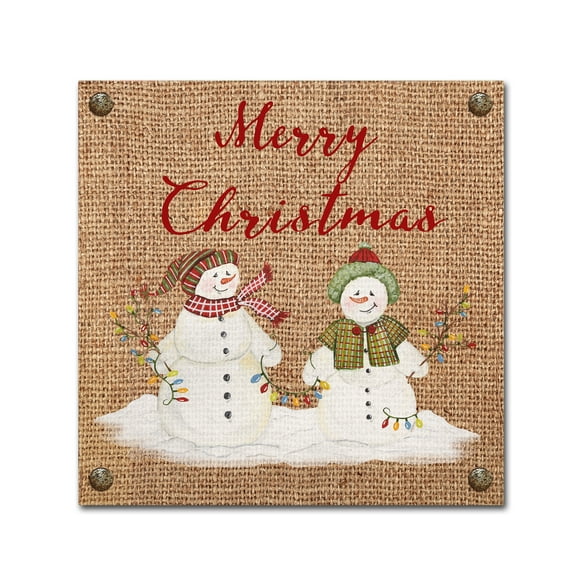 Trademark Fine Art 'Christmas On Burlap 1' Canvas Art by Jean Plout