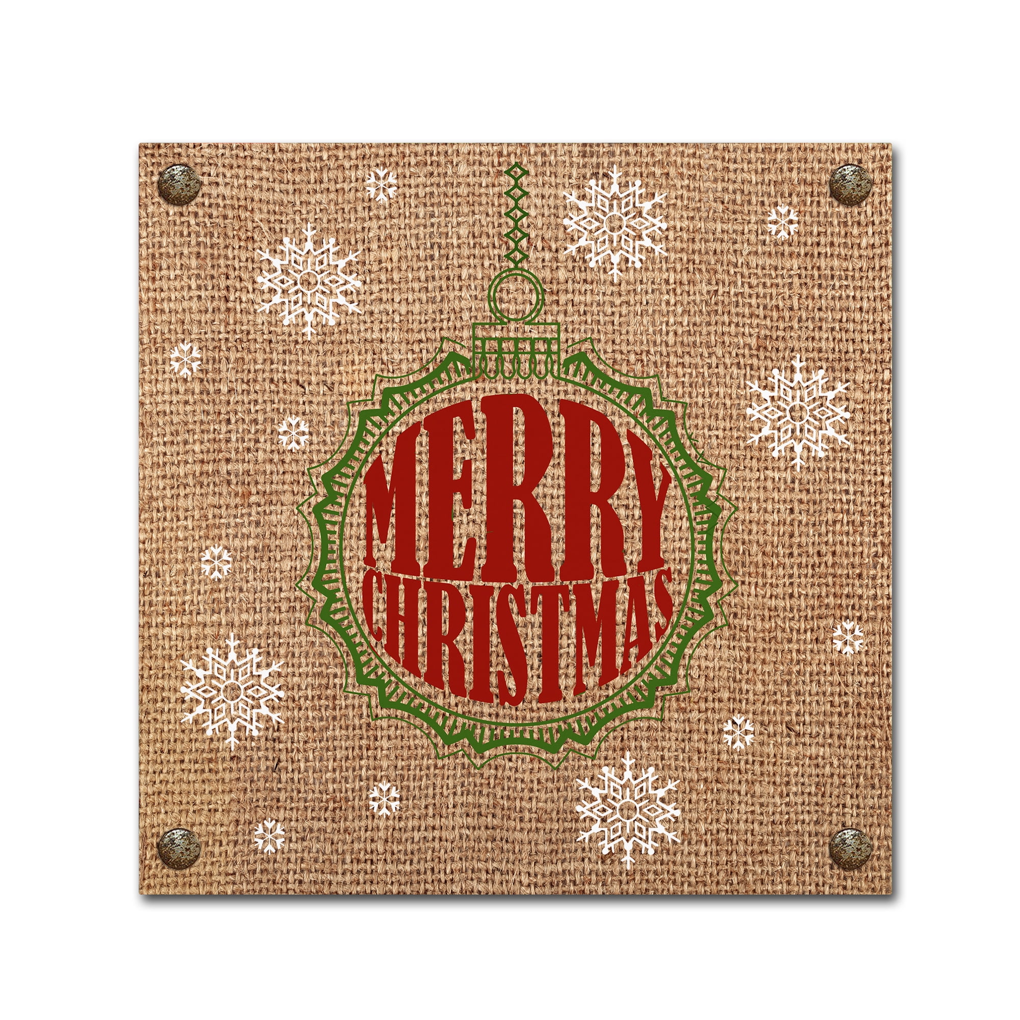 Trademark Fine Art 'Christmas On Burlap 3' Canvas Art by Jean Plout