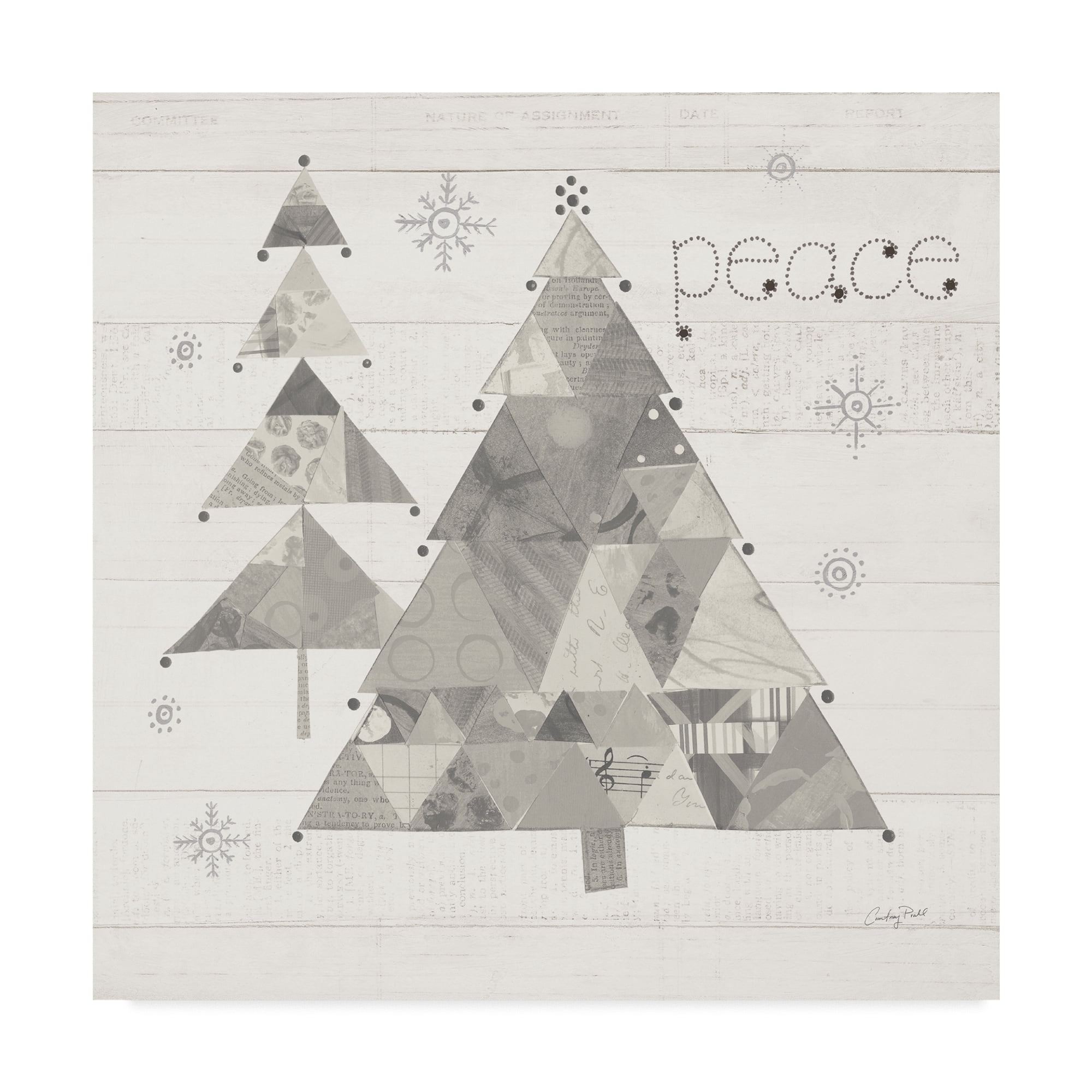 Trademark Fine Art 'Christmas Patchwork IV Neutral' Canvas Art by Courtney Prahl