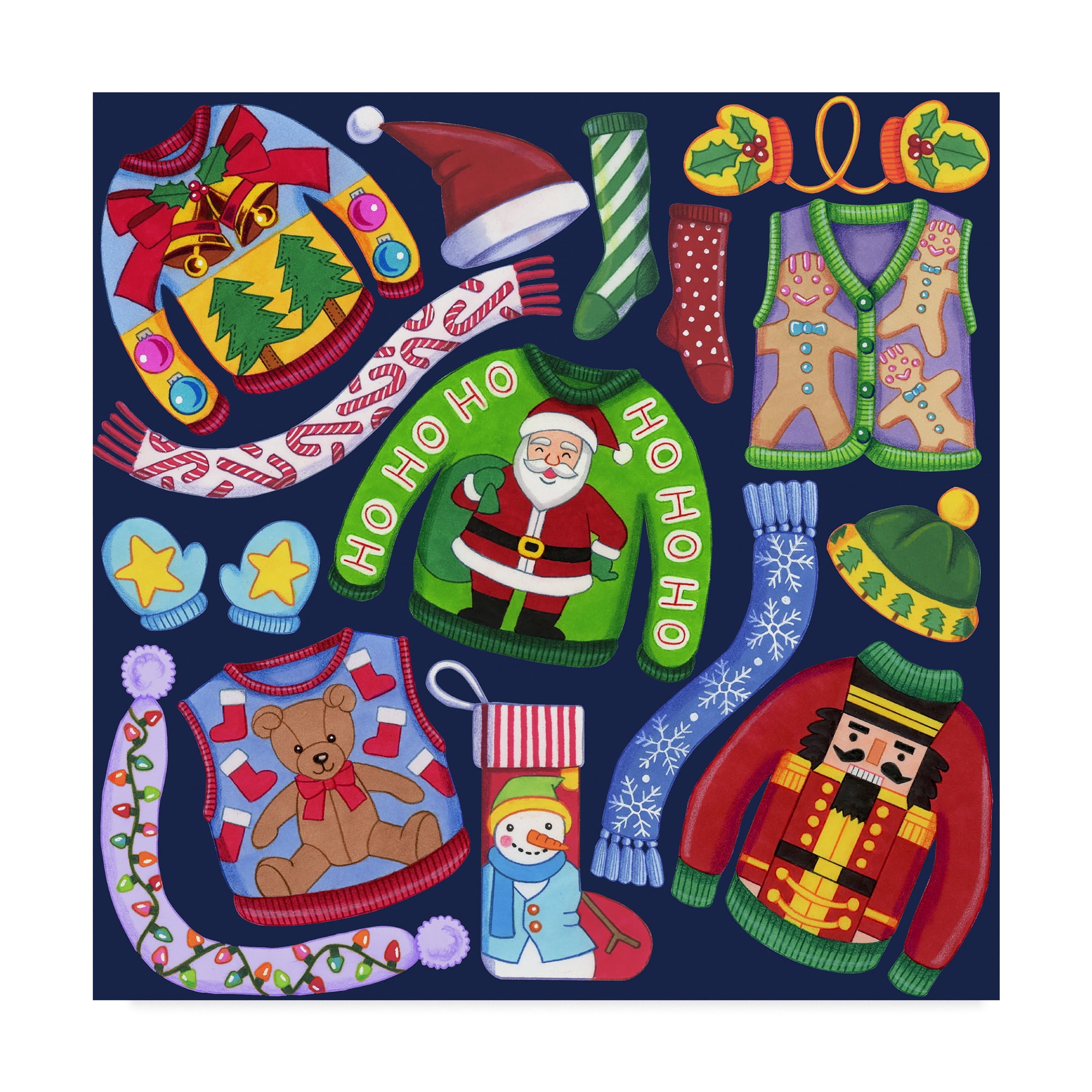 Trademark Fine Art 'Christmas Ugly Sweaters' Canvas Art by Kimura Designs
