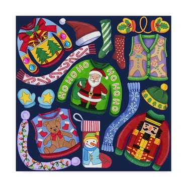 Trademark Fine Art 'Christmas Ugly Sweaters' Canvas Art by Kimura Designs