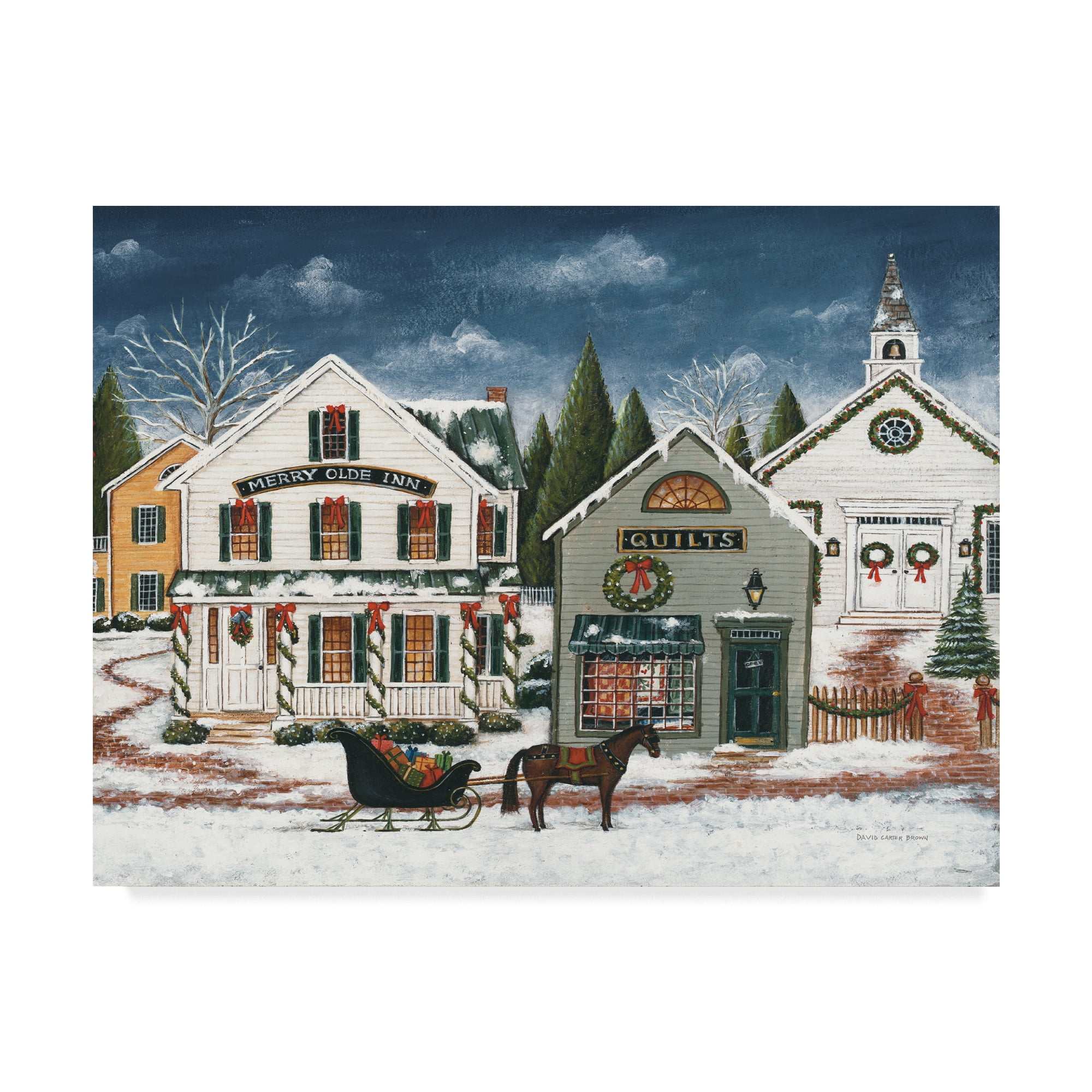 Trademark Fine Art 'Christmas Village I Dark Crop' Canvas Art by David Carter Brown