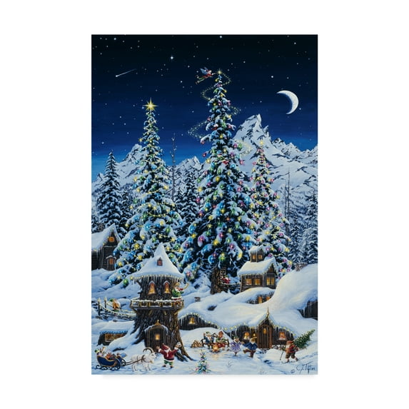 Trademark Fine Art 'Christmas With The Elves' Canvas Art by Jeff Tift