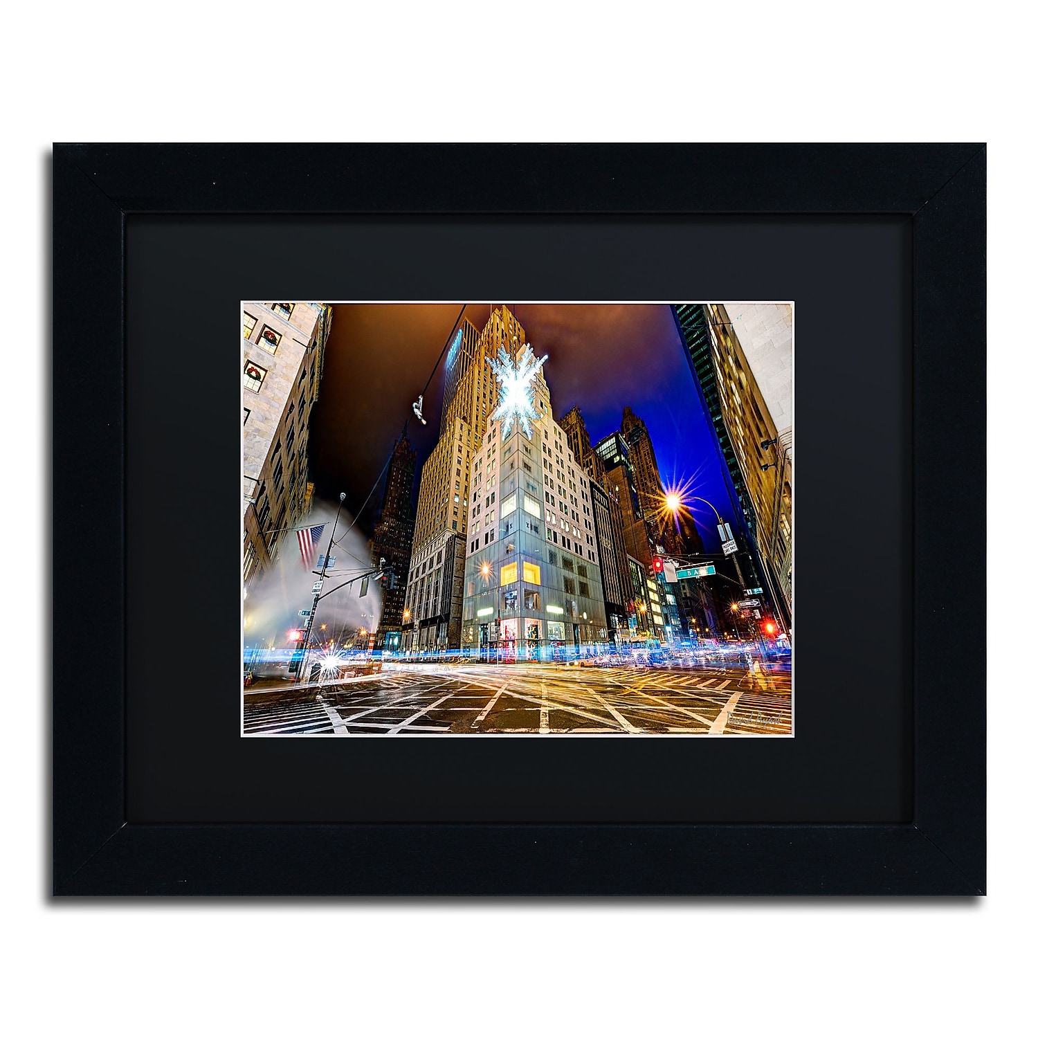 Trademark Fine Art "Christmas in New York" Canvas Art by David Ayash Black Matte, Black Frame