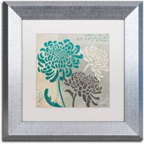 Trademark Fine Art "Chrysanthemums I" Canvas Art by Wellington Studio White Matte, Silver Frame