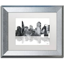 Trademark Fine Art "Cincinatti Ohio Skyline BG-1" Canvas Art by Marlene Watson, White Matte, Silver Frame
