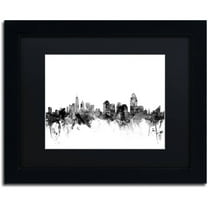 Trademark Fine Art "Cincinnati Ohio Skyline B&W" Canvas Art by Michael Tompsett, Black Matte, Black Frame