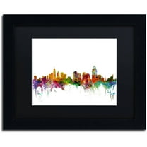 Trademark Fine Art 'Cincinnati Ohio Skyline' Canvas Art by Michael Tompsett, Black Matte, Black Frame