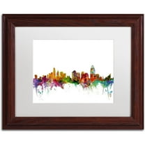 Trademark Fine Art 'Cincinnati Ohio Skyline' Canvas Art by Michael Tompsett, White Matte, Wood Frame