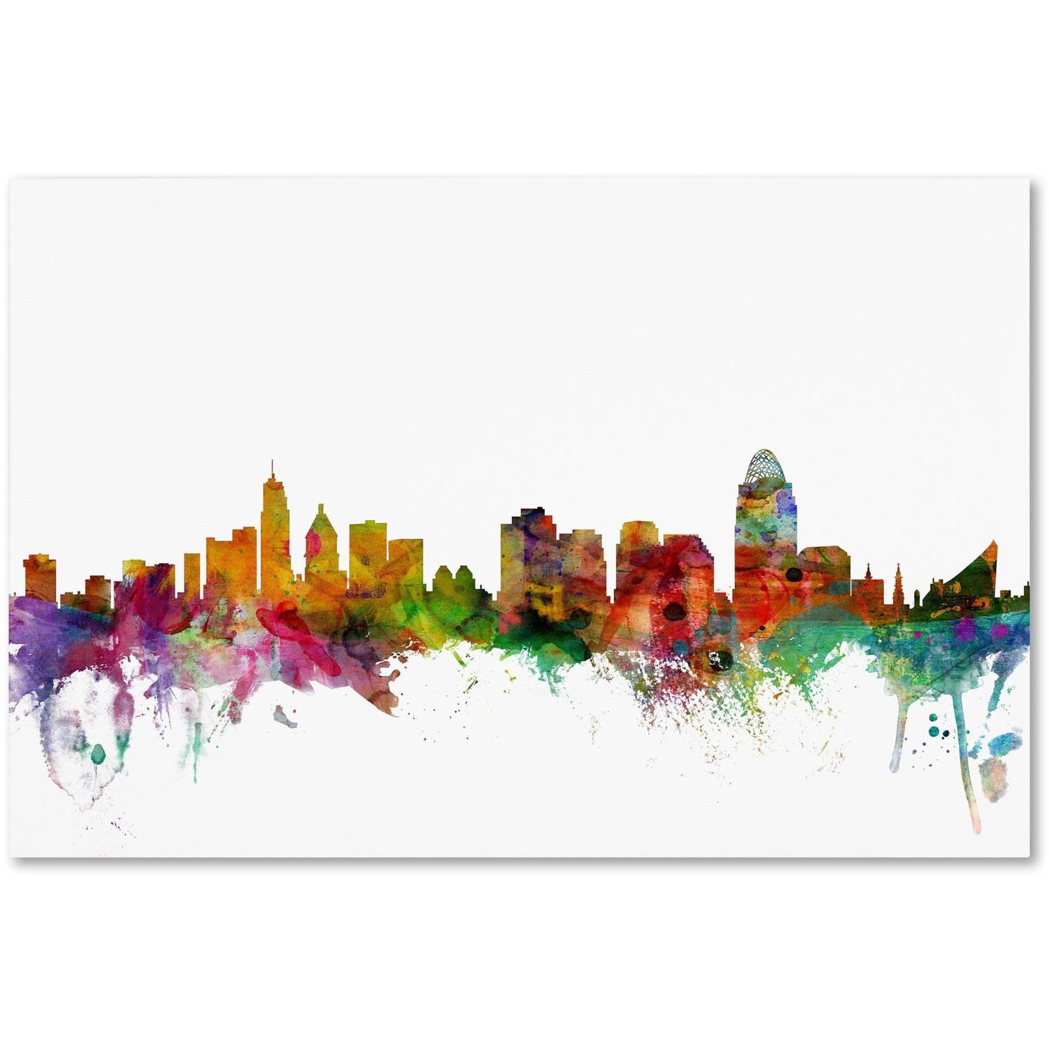 Trademark Fine Art "Cincinnati Ohio Skyline" Canvas Art by Michael Tompsett