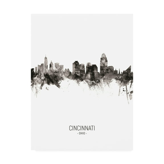 Trademark Fine Art 'Cincinnati Ohio Skyline Portrait II' Canvas Art by Michael Tompsett