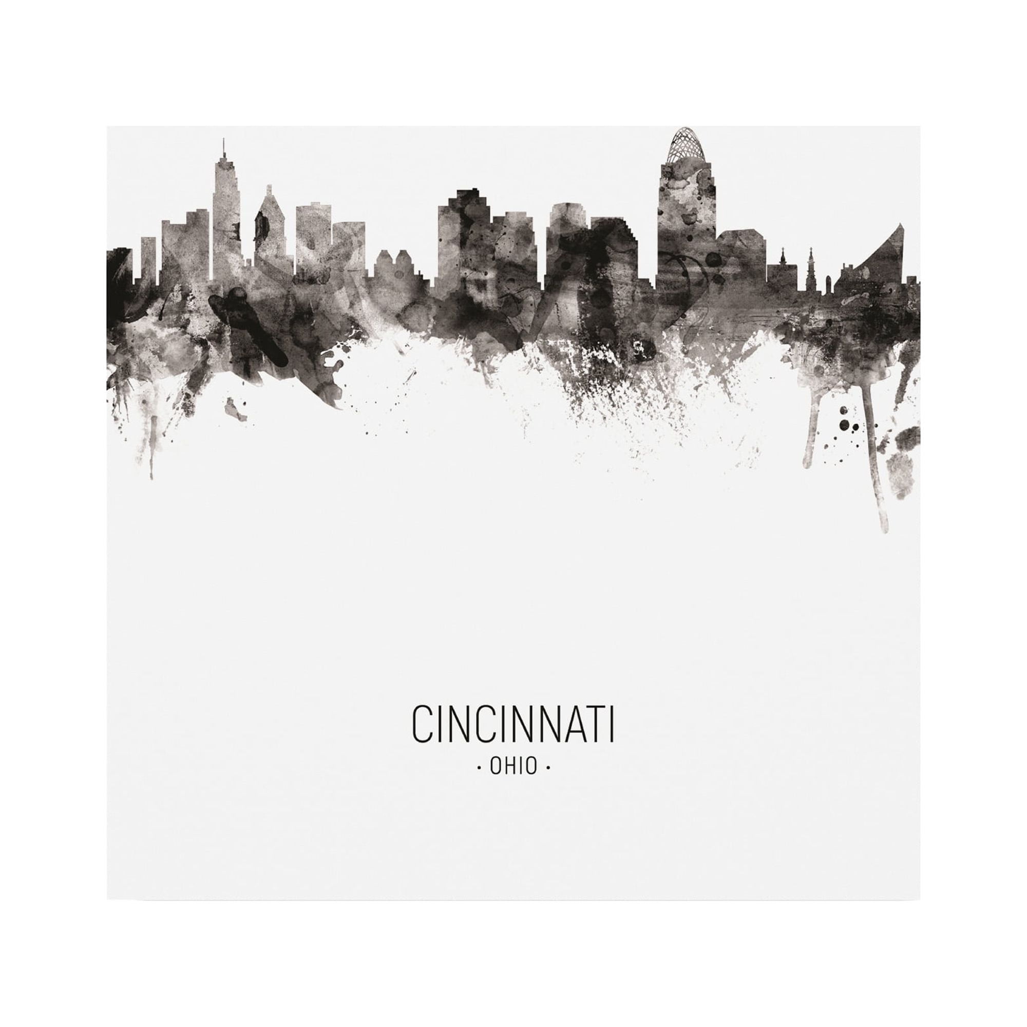 Trademark Fine Art 'Cincinnati Ohio Skyline Portrait II' Canvas Art by Michael Tompsett